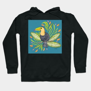 Toucan in Tropical Foliage in Teal | Summer | Island Paradise Hoodie